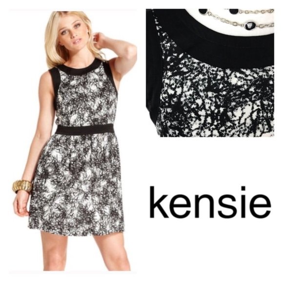 Kensie Black and White Figure Flattering Sleeveless Mini Dress sz Small EUC - Picture 1 of 10